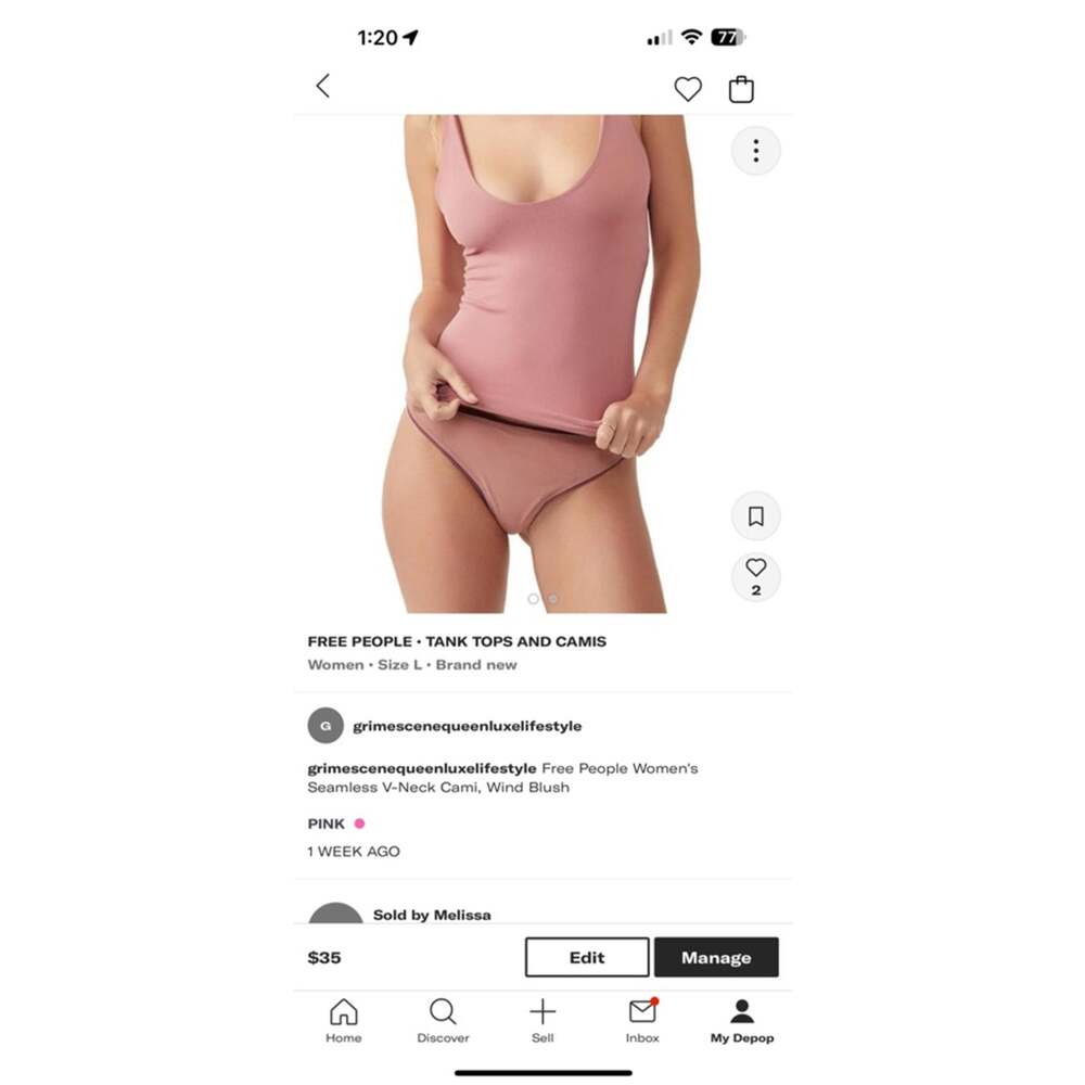 Women's Free People Cami Top Size L Pink Seamless V-Neck